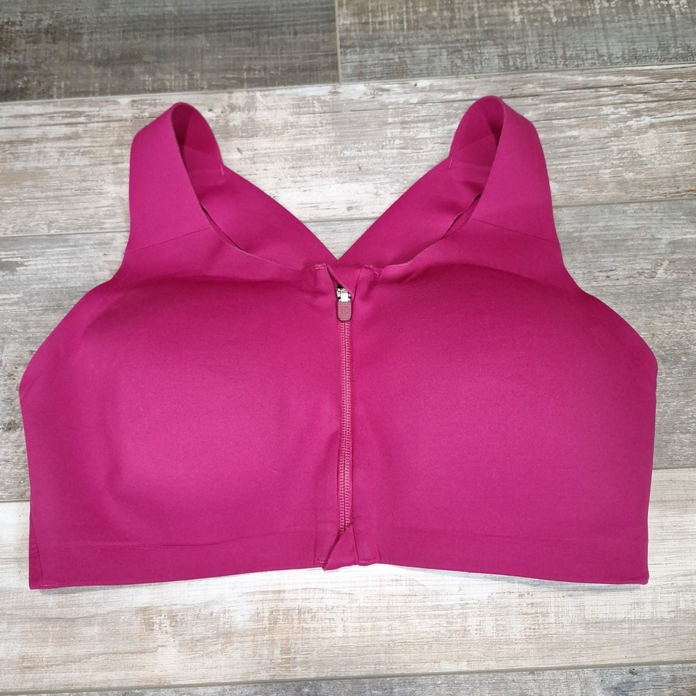 Lululemon Bra Women's Black Enlite Front Zip High Support Bra Size 36DD Pink